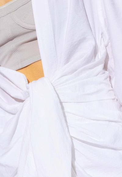 Jacquemus Bahia Asymmetric Mini Shirt Dress In White