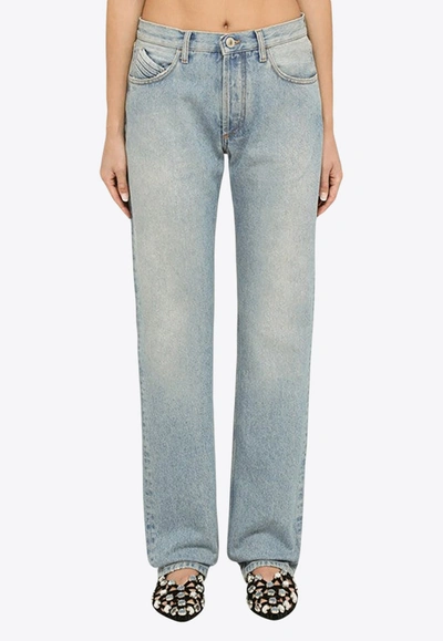 Shop Attico Basic Straight-leg Jeans In Blue