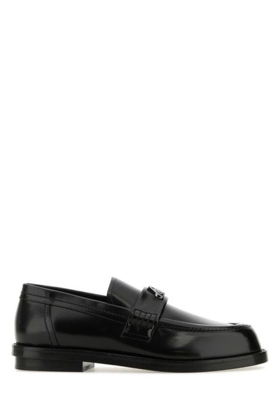 Shop Alexander Mcqueen Man Black Leather Loafers