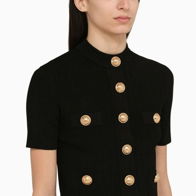 Shop Balmain Black Crew-neck Sweater With Buttons Women