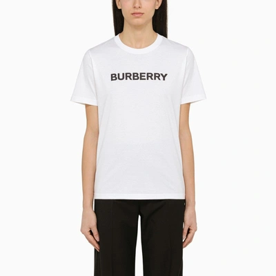 Shop Burberry White Crew-neck T-shirt With Logo Women