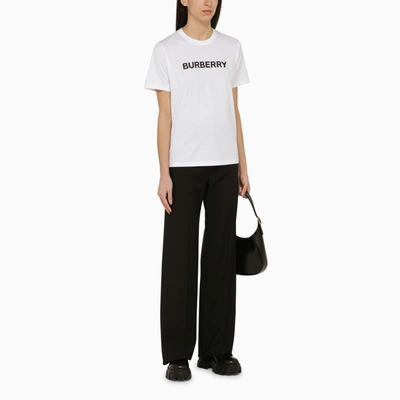 Shop Burberry White Crew-neck T-shirt With Logo Women