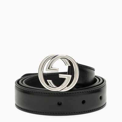 Shop Gucci Black Leather Gg Belt Women