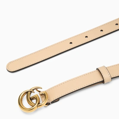 Shop Gucci Leather Light Beige Belt With Double G Buckle Women In Pink