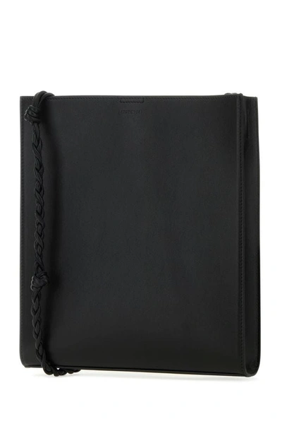 Shop Jil Sander Man Black Leather Tangle Shoulder Bag
