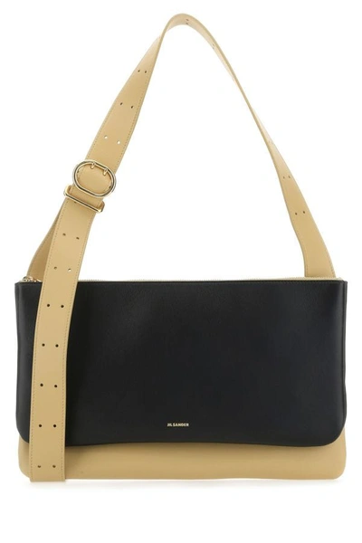 Shop Jil Sander Woman Two-tone Leather Shoulder Bag In Multicolor
