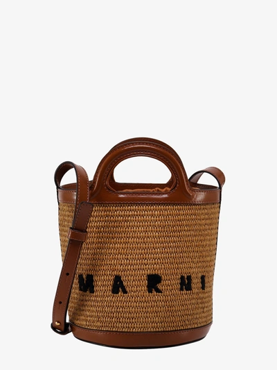 Shop Marni Woman Tropicalia Woman Brown Bucket Bags