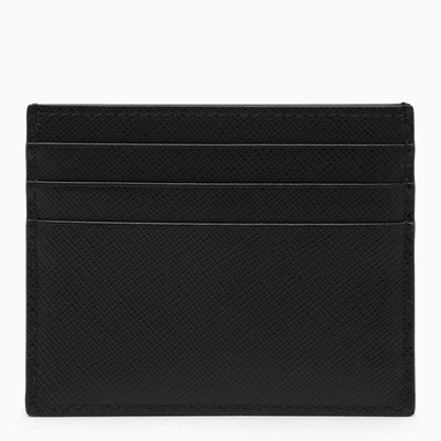 Shop Prada Black Saffiano Leather Credit Card Holder Women In Brown