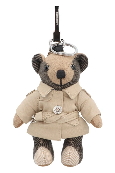 Shop Burberry Thomas Trench-coat Teddy Bear Key-ring In Beige