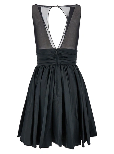 Shop Pinko Mini Black Dress With Pleated Skirt In Taffetà Woman
