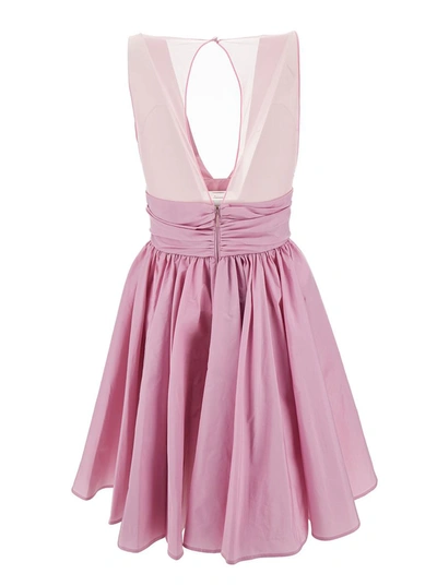 Shop Pinko Mini Pink Dress With Pleated Skirt In Taffetà Woman
