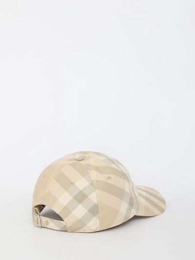 Shop Burberry Check Baseball Hat In Beige
