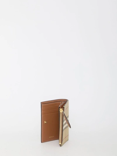 Shop Burberry Check Small Bifold Wallet In Beige