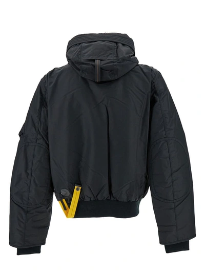 Shop Parajumpers 'gobi' Oversized Black Jacket With Logo Patch And Hood In Polyamide Man