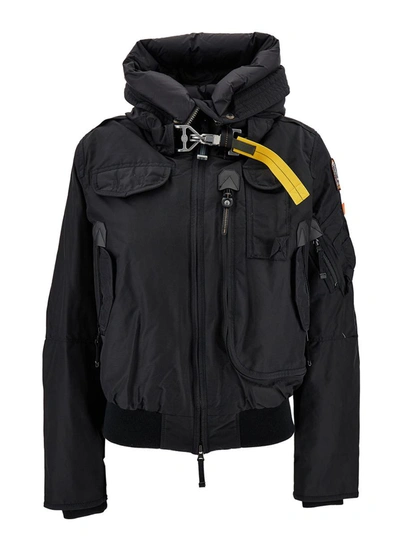 Shop Parajumpers Black Down Jacket With Hood And Maxi Buckle In Polyamide Woman