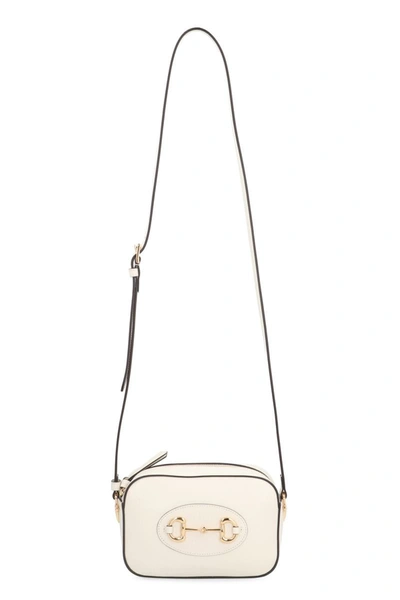 Shop Gucci Horsebit 1955 Leather Shoulder Bag In White