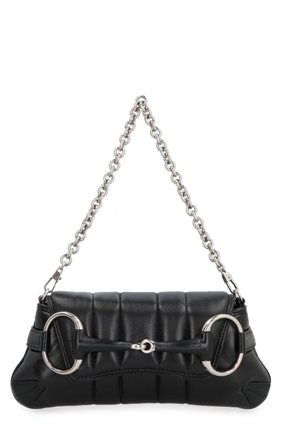 Shop Gucci Horsebit Chain Shoulder Small Bag In Black
