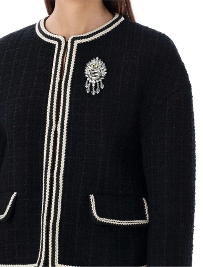 Shop Gucci Jacket Tweed Spilla In Black