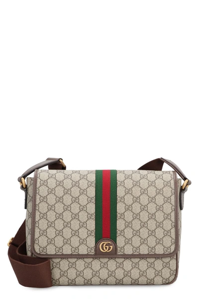 Shop Gucci Ophidia Gg Supreme Fabric Shoulder-bag In Beige
