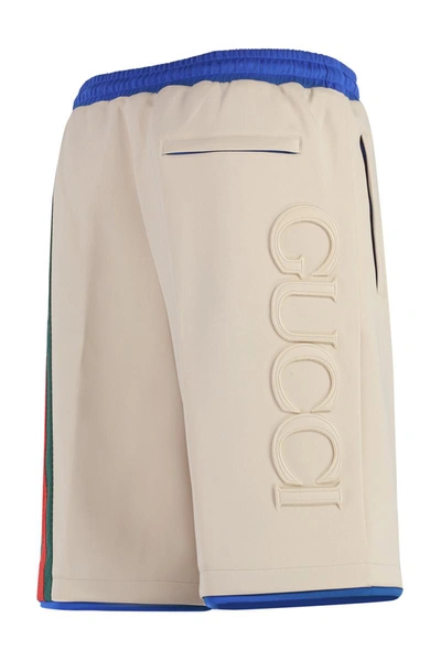 Shop Gucci Techno Fabric Bermuda-shorts In Panna