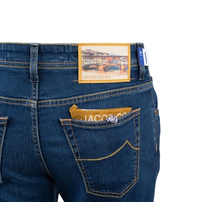 Jacob Cohen Blue Slim Five Pockets Jeans With Logo Patch In Blue