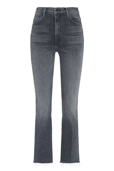 Shop Mother The Hustler Ankle Fray Straight Leg Jeans In Grey