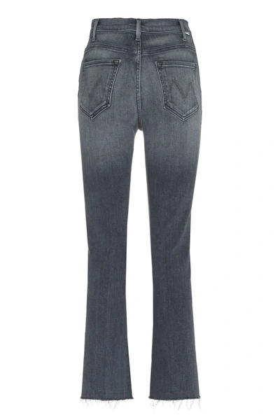 Shop Mother The Hustler Ankle Fray Straight Leg Jeans In Grey