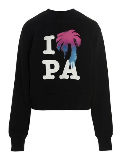 Shop Palm Angels 'i Love Pa' Sweatshirt In Black