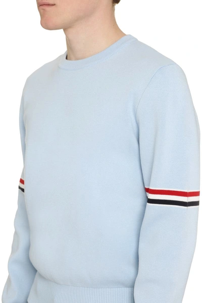 Shop Thom Browne Long Sleeve Crew-neck Sweater In Light Blue