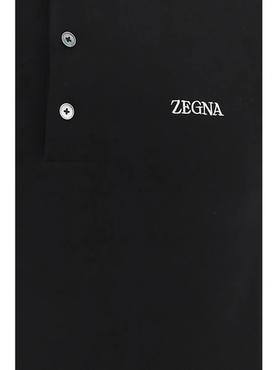 Shop Zegna Polo Shirts In 001 Blk Sld