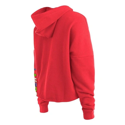 Shop New Era Red Los Angeles Lakers Color Pack Cropped Top Pullover Hoodie