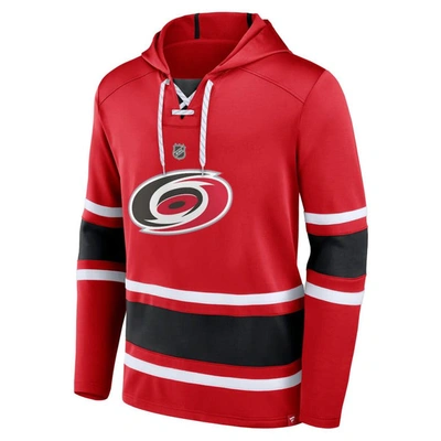 Fanatics Branded Sebastian Aho Red Carolina Hurricanes Name & Number Lace-up Pullover Hoodie In Red
