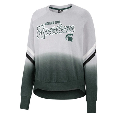 Shop Colosseum Gray Michigan State Spartans Cue Cards Dip-dye Raglan Pullover Sweatshirt