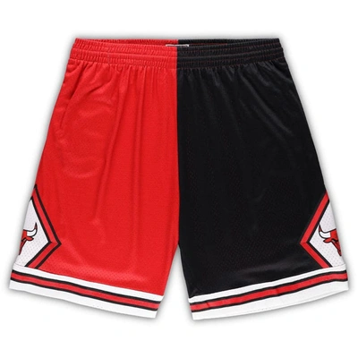 Shop Mitchell & Ness Red/black Chicago Bulls Big & Tall Hardwood Classics Split Swingman Shorts