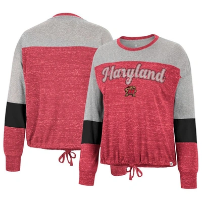 Shop Colosseum Red Maryland Terrapins Joanna Tie Front Long Sleeve T-shirt