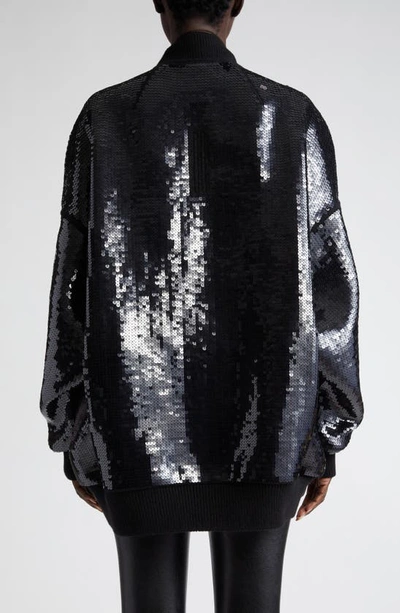 Shop Rick Owens Sequin Oversize Wool Bomber Jacket In Black
