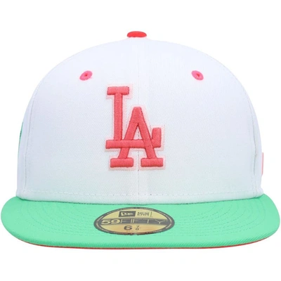 Shop New Era White/green Los Angeles Dodgers  Watermelon Lolli 59fifty Fitted Hat