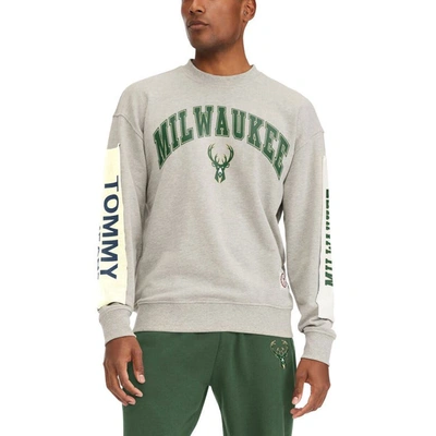 Shop Tommy Jeans Gray Milwaukee Bucks James Patch Pullover Sweatshirt