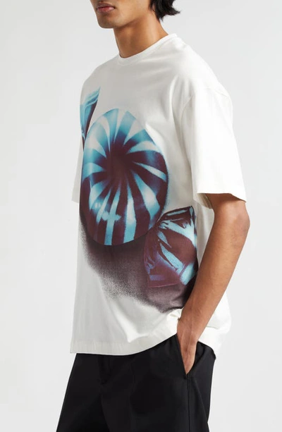 Shop Jil Sander Cotton Graphic T-shirt In Blue Fly Catcher