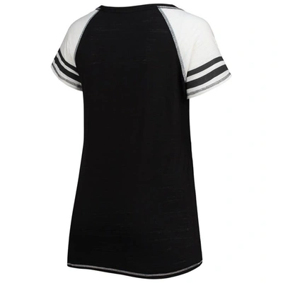 Shop Soft As A Grape Black Miami Marlins Curvy Colorblock Tri-blend Raglan V-neck T-shirt