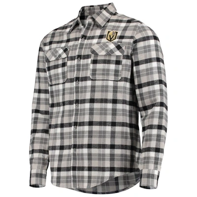 Shop Antigua Black/gray Vegas Golden Knights Ease Plaid Button-up Long Sleeve Shirt