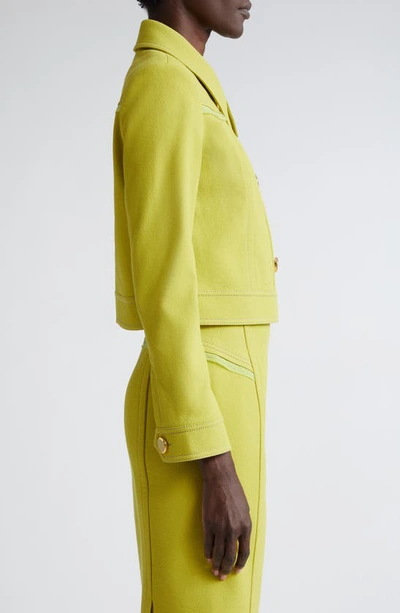 Shop St John Tailored Wool Blend Jacket In Chartreuse