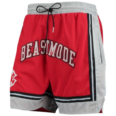 Shop New Jersey Sets Gray/red Beast Mode Basketball Shorts