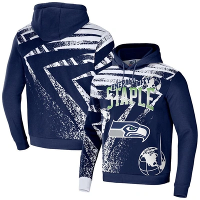 Shop Staple Nfl X  Navy Seattle Seahawks All Over Print Pullover Hoodie