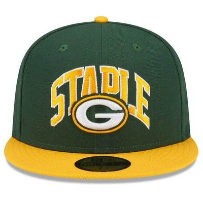 Shop New Era X Staple New Era Green/gold Green Bay Packers Nfl X Staple Collection 59fifty Fitted Hat