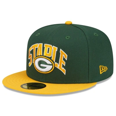 Shop New Era X Staple New Era Green/gold Green Bay Packers Nfl X Staple Collection 59fifty Fitted Hat