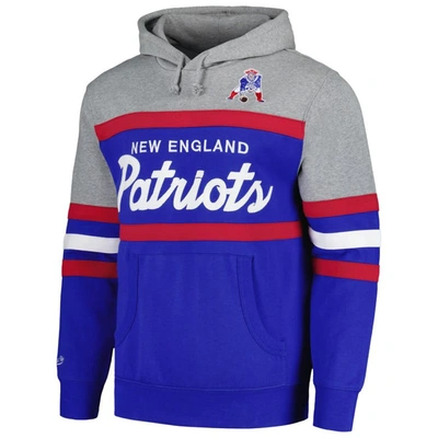 Shop Mitchell & Ness Heather Gray/royal New England Patriots Big & Tall Head Coach Pullover Hoodie