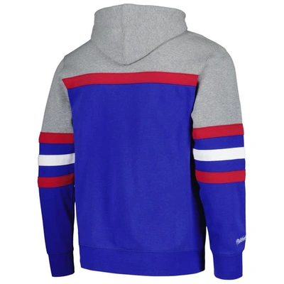 Shop Mitchell & Ness Heather Gray/royal New England Patriots Big & Tall Head Coach Pullover Hoodie