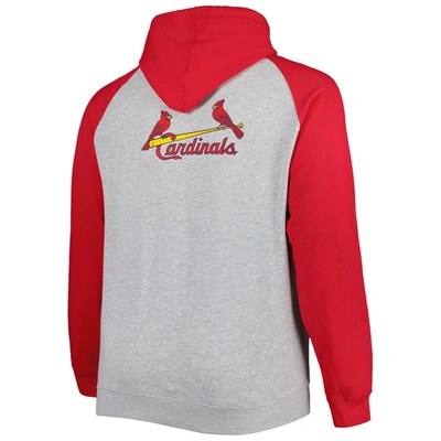 Shop Profile Heather Gray/red St. Louis Cardinals Big & Tall Raglan Hoodie Full-zip Sweatshirt