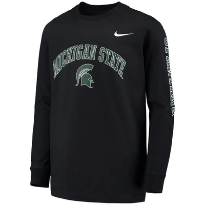 Shop Nike Youth  Black Michigan State Spartans Arch & Logo 2-hit Long Sleeve T-shirt